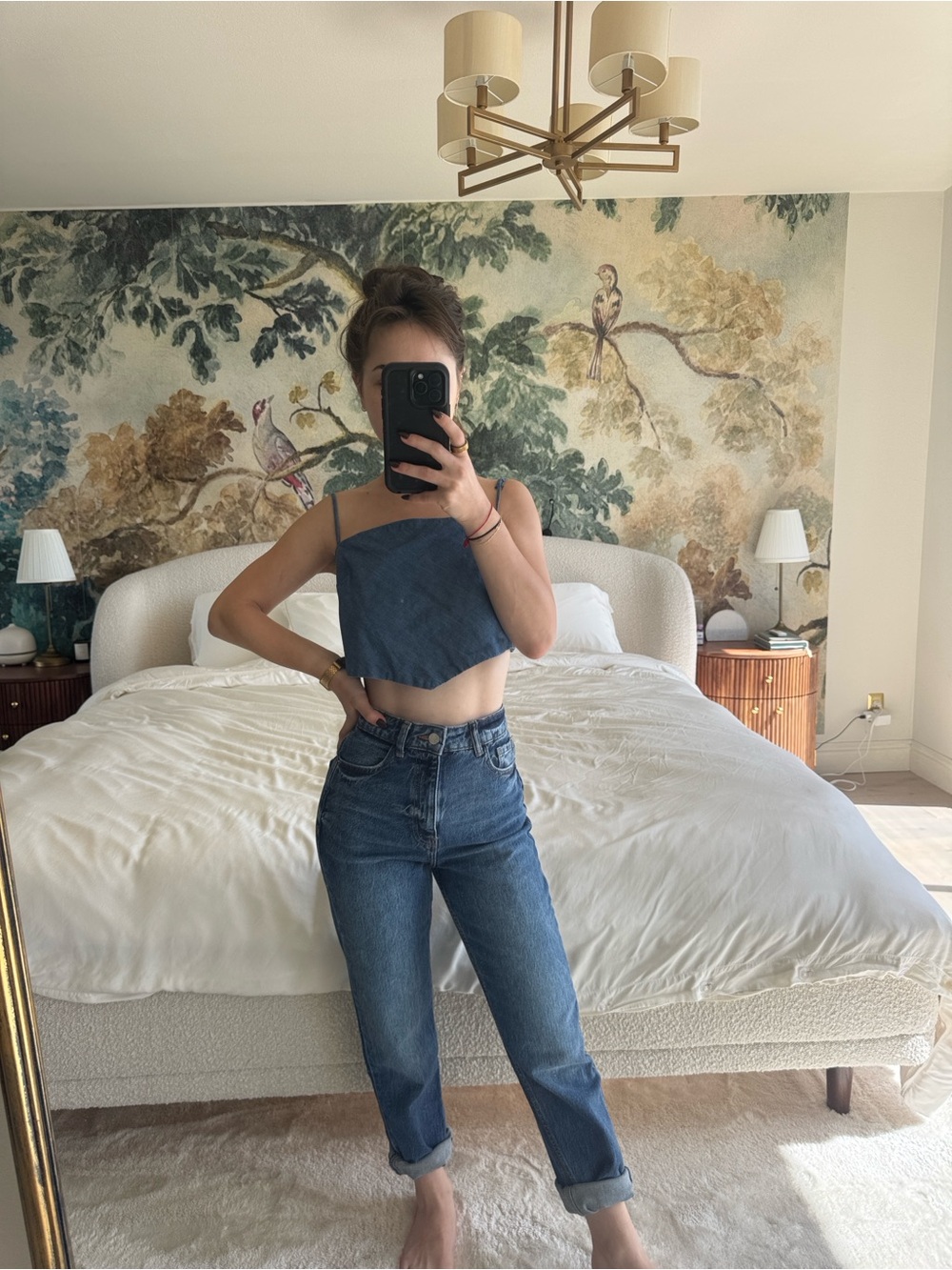 Aritzia Blue Bandana Tie Top
